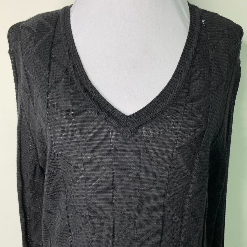 Missoni Women's Black Long Sleeve V Neck Knit Shift Dress Size 48 IT / 12 US - Picture 2 of 16